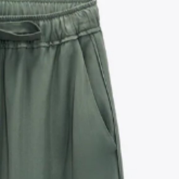Brand New! Zara Drawstring Pant in Olive - Picture 2 of 8